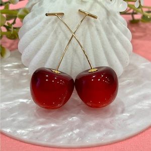 Cherry earrings -cherry drop earrings - Cherry long earrings